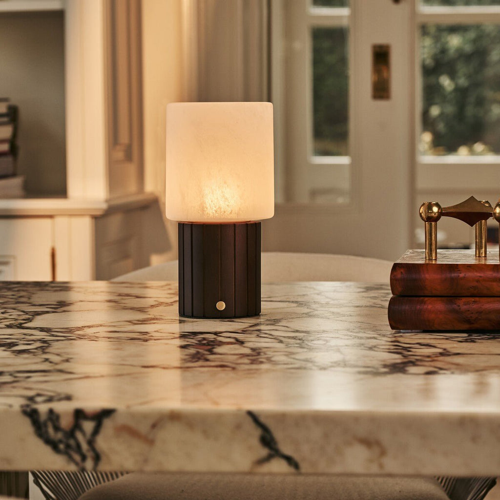 Ingmar Dark Brown Wood & Glass Cordless Table Lamp