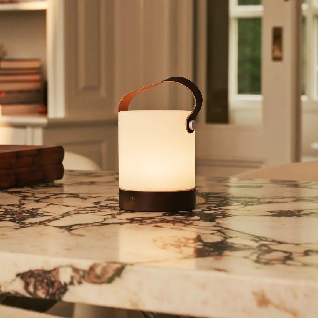 Avery rechargeable lamp in living room console