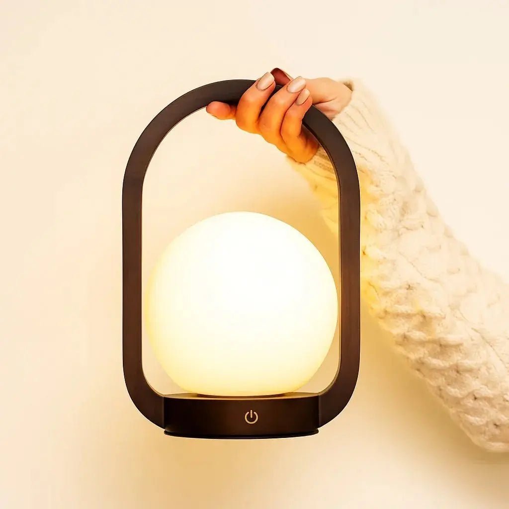 Skye dark wood lamp on bedside table