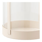 Beige Glass & Metal Hurricane Candle Holders – Set of 2
