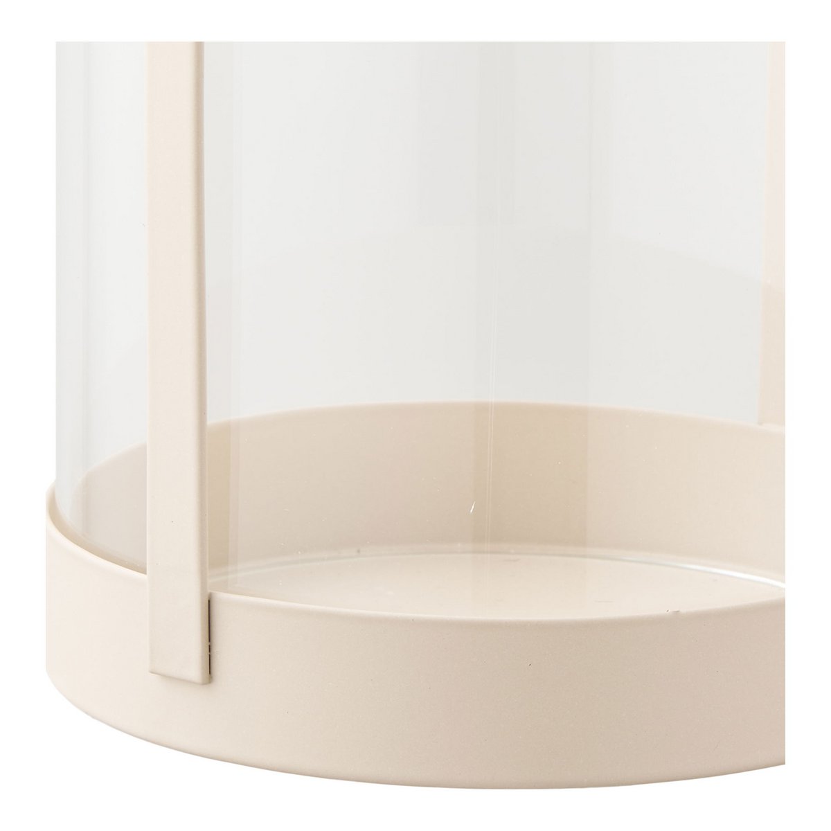 Beige Glass & Metal Hurricane Candle Holders – Set of 2
