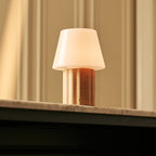 Javi Light Brown Wood & Glass Cordless Table Lamp