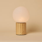 Nadine Light Brown Wood & Glass Cordless Table Lamp