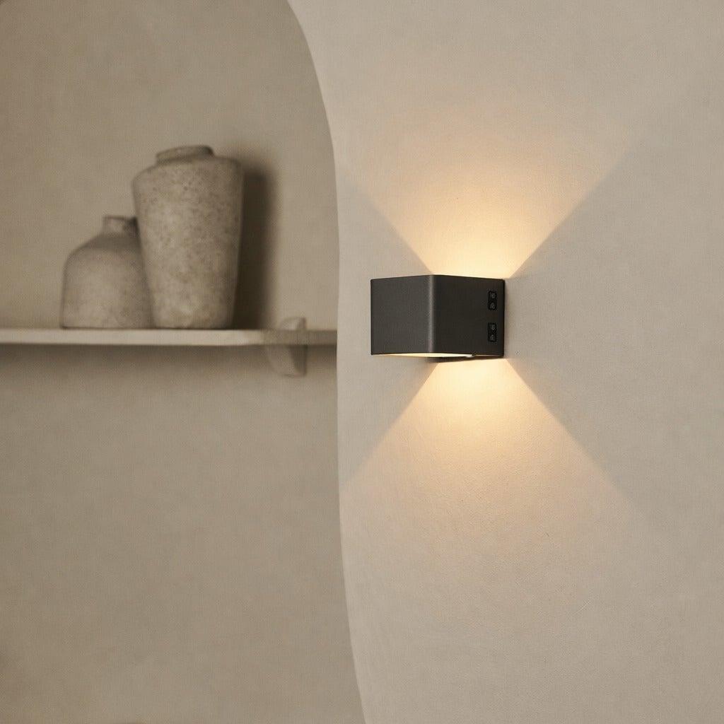 Tess stone grey motion sensor rechargeable wall light