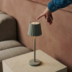 Maya shadow grey lamp close-up of metal finish and touch base