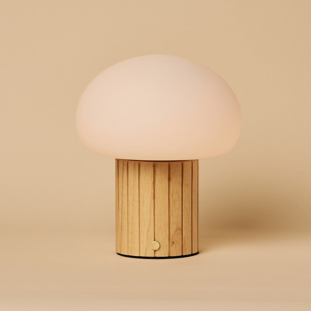 Pieter Light Brown Wood & Glass Cordless Table Lamp