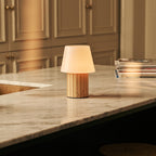 Lex Light Brown Wood & Glass Cordless Table Lamp