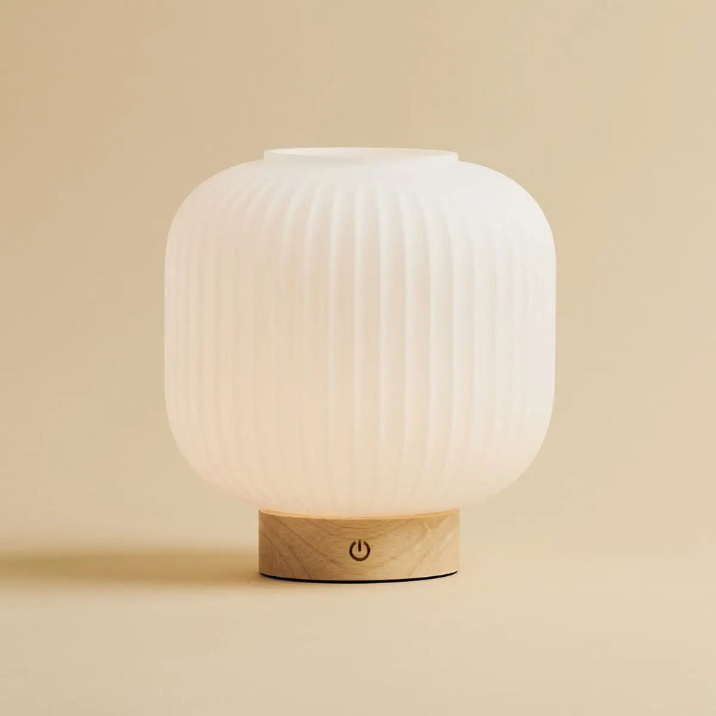 Lyla Light Brown Wood & Glass Cordless Table Lamp