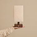 Bob Dark Brown Wood & Linen Cordless Table Lamp