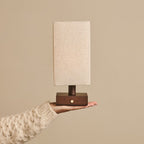 Bob Dark Brown Wood & Linen Cordless Table Lamp
