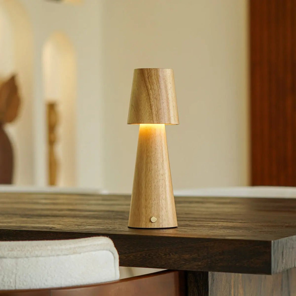 Lucas wood rechargeable minimalist cordless table lamp