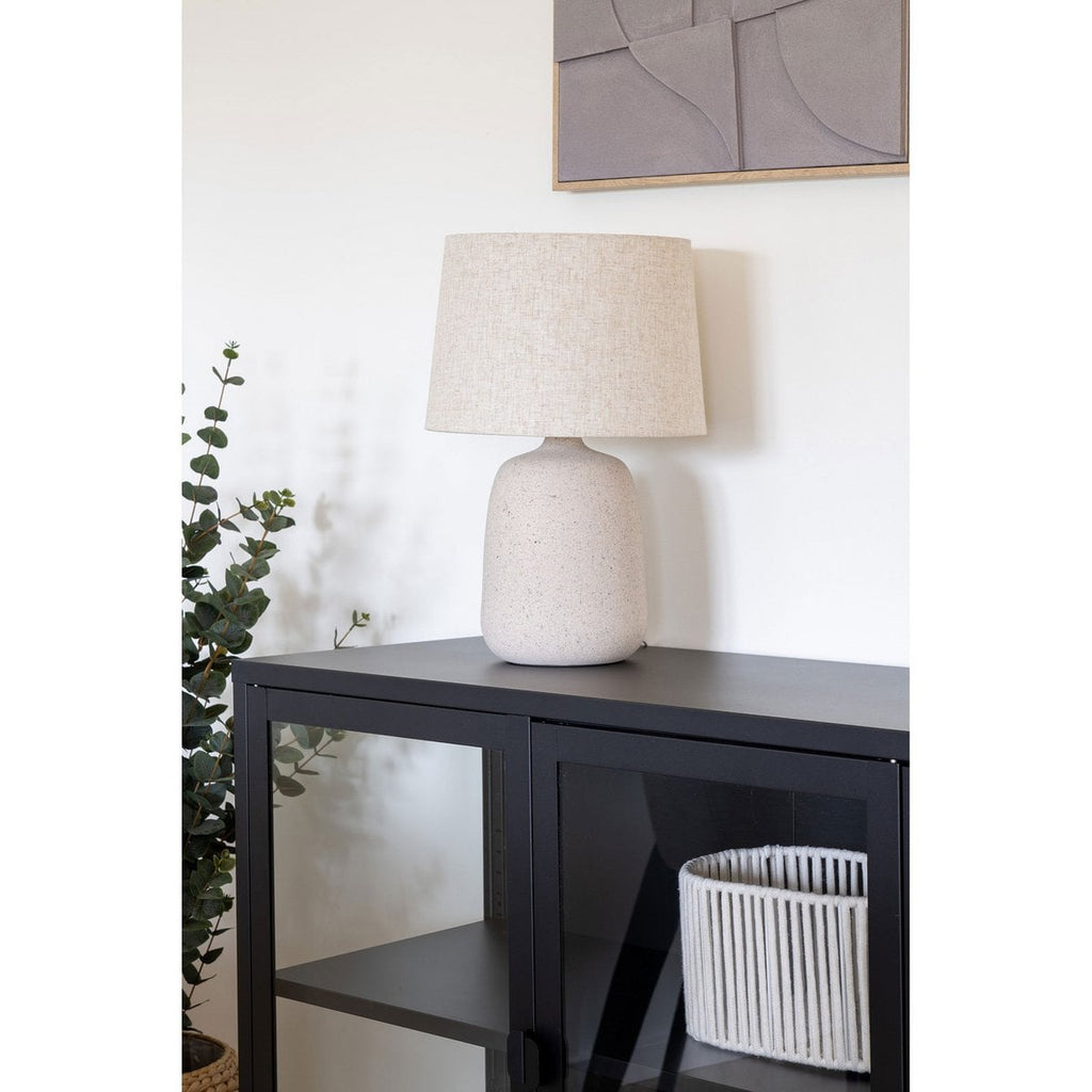 Tavira stone beige ceramic corded table lamp minimalist