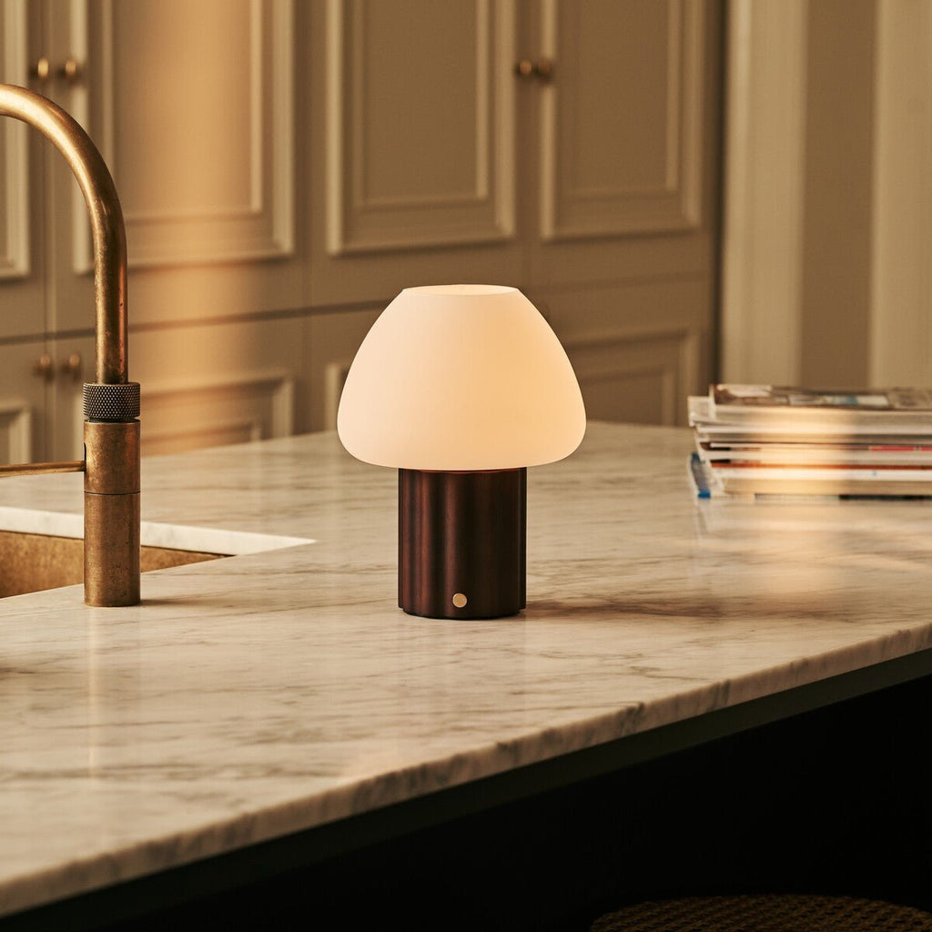 Sophie Dark Brown Wood & Glass Cordless Table Lamp