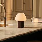 Sophie Dark Brown Wood & Glass Cordless Table Lamp