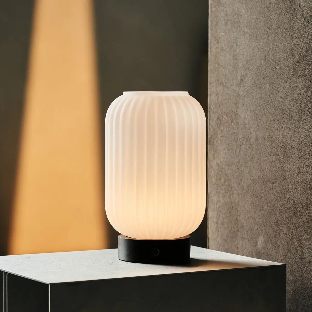 Lilly wood glass cordless rechargeable table lamp