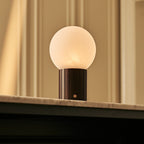 Nadine Dark Brown Wood & Glass Cordless Table Lamp
