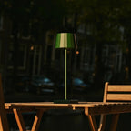 William metal lamp in living room console setting