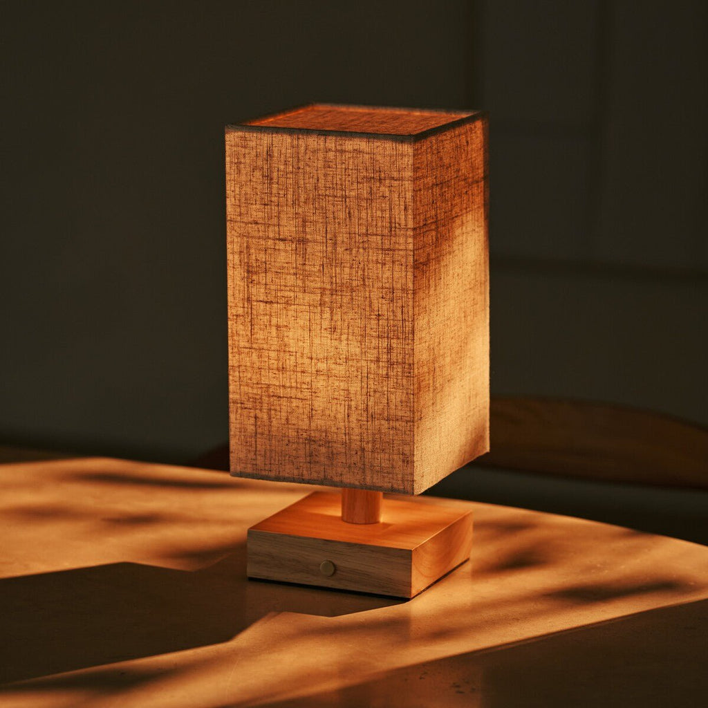Bob Light Brown Wood & Linen Cordless Table Lamp