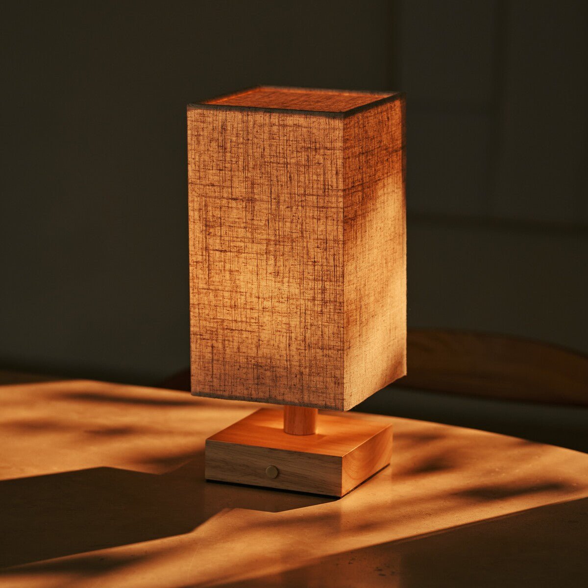 Bob Light Brown Wood & Linen Cordless Table Lamp