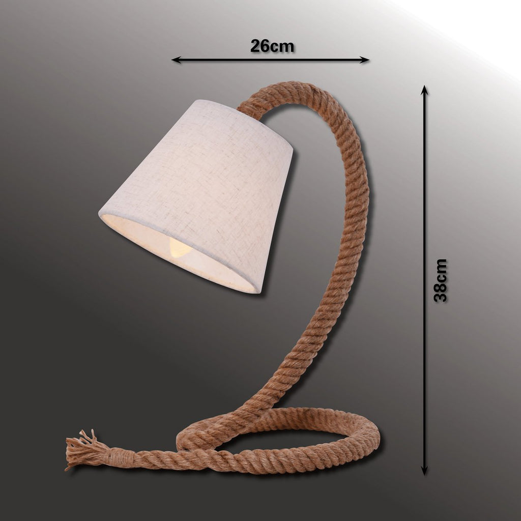 Touw Natural Rope & White Textile Table Lamp