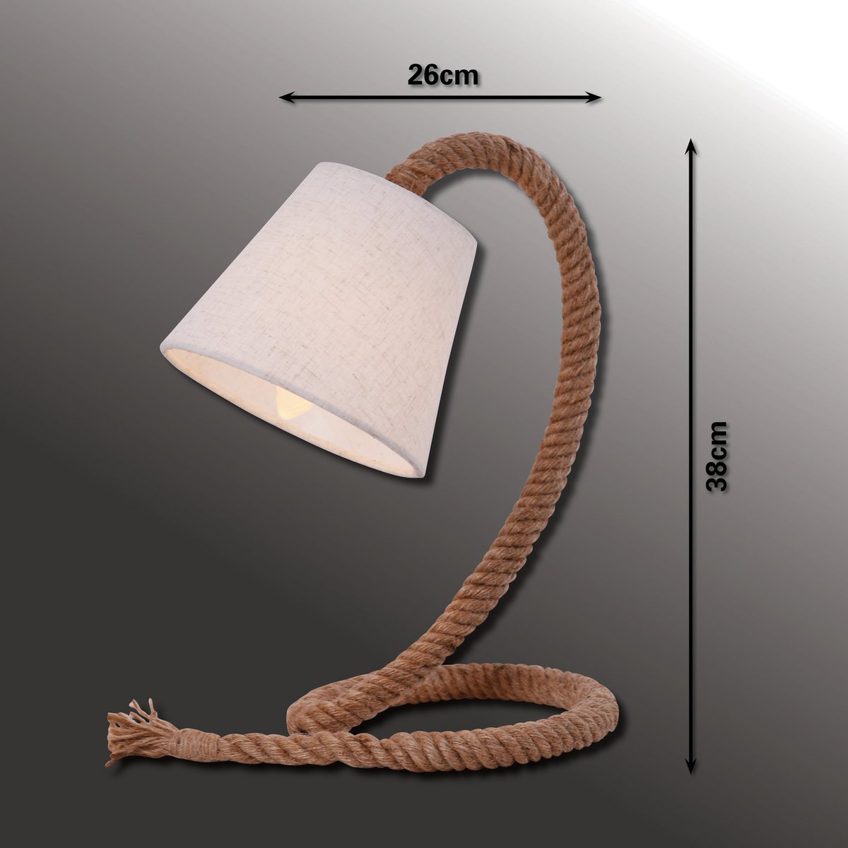 Touw Natural Rope & White Textile Table Lamp