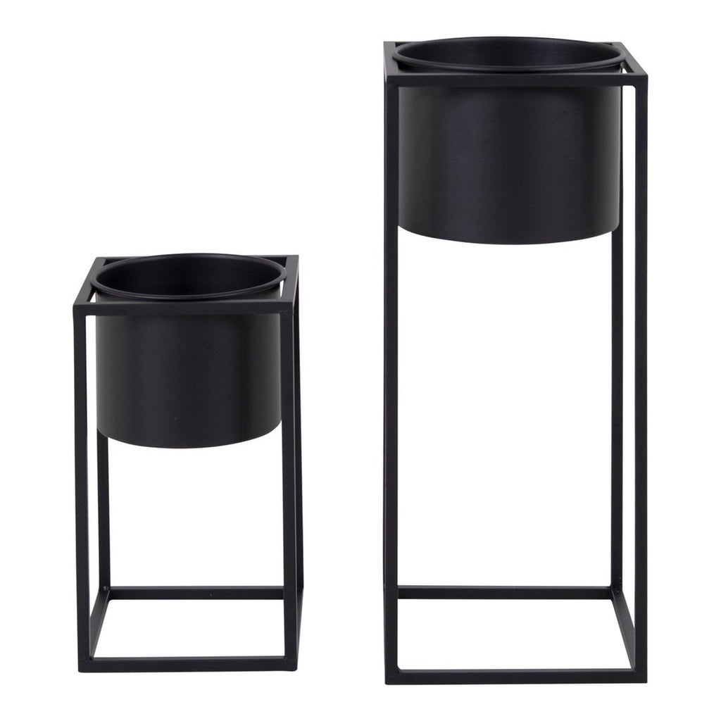 Marla Plant Stand Set – Black Steel, Set of 2