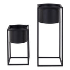 Marla Plant Stand Set – Black Steel, Set of 2