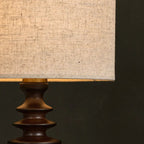Bodhi Dark Brown Wooden Table Lamp with Beige Linen Shade