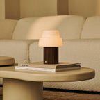 Lio Dark Brown Wood & Glass Cordless Table Lamp