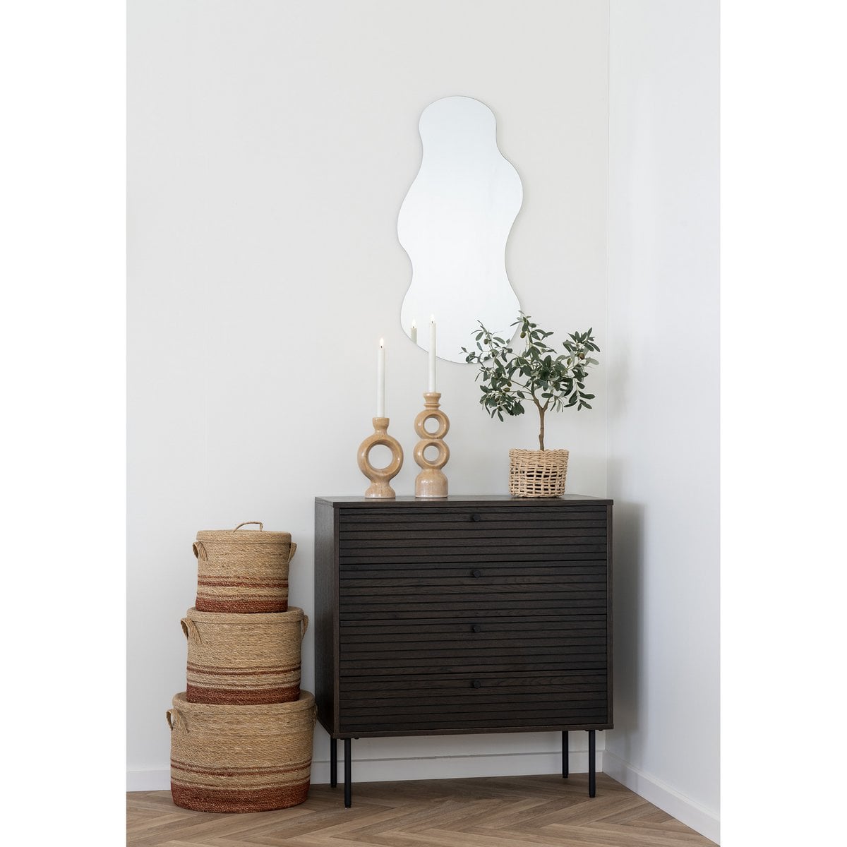 Soren brown ceramic stacked circle candle holder