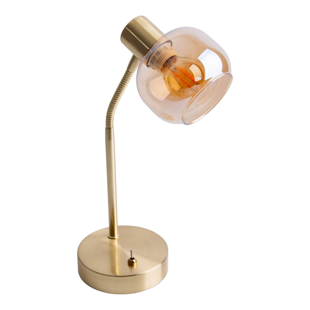 Libby Brass & Amber Glass Table Lamp