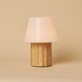 Javi Light Brown Wood & Glass Cordless Table Lamp