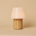 Javi Light Brown Wood & Glass Cordless Table Lamp
