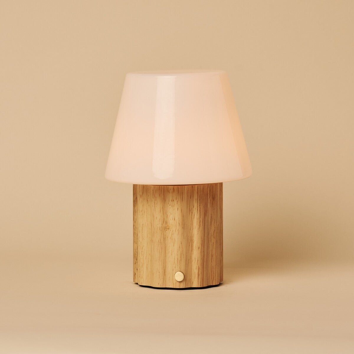 Javi Light Brown Wood & Glass Cordless Table Lamp