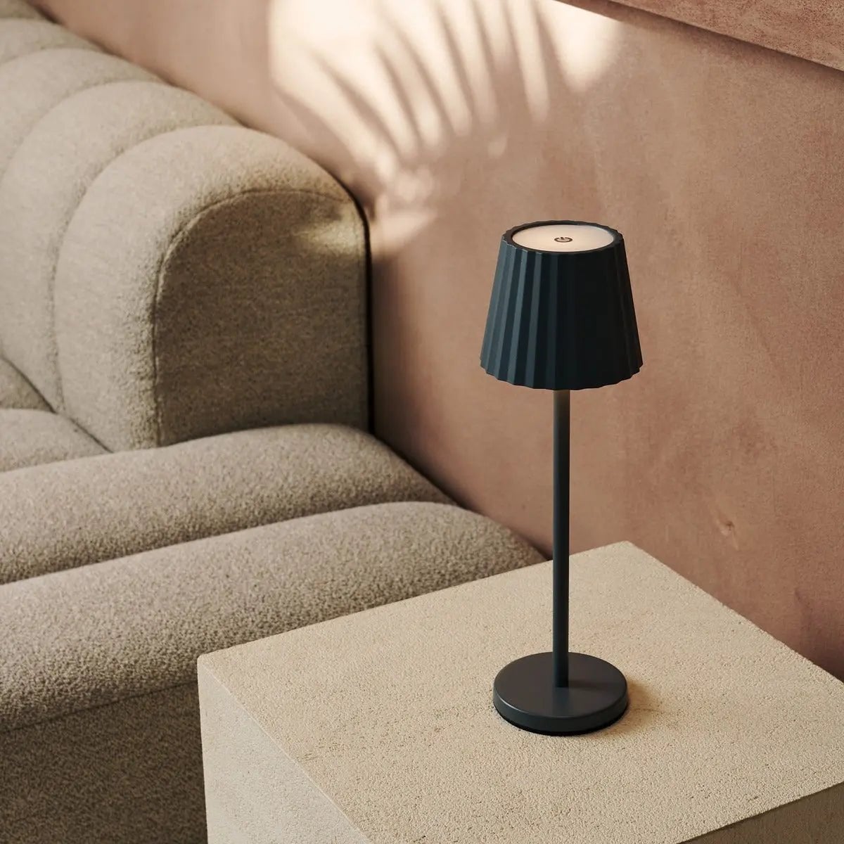 Maya cordless lamp overhead view cylindrical silhouette