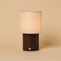 Donnée Dark Brown Wood & Linen Cordless Table Lamp