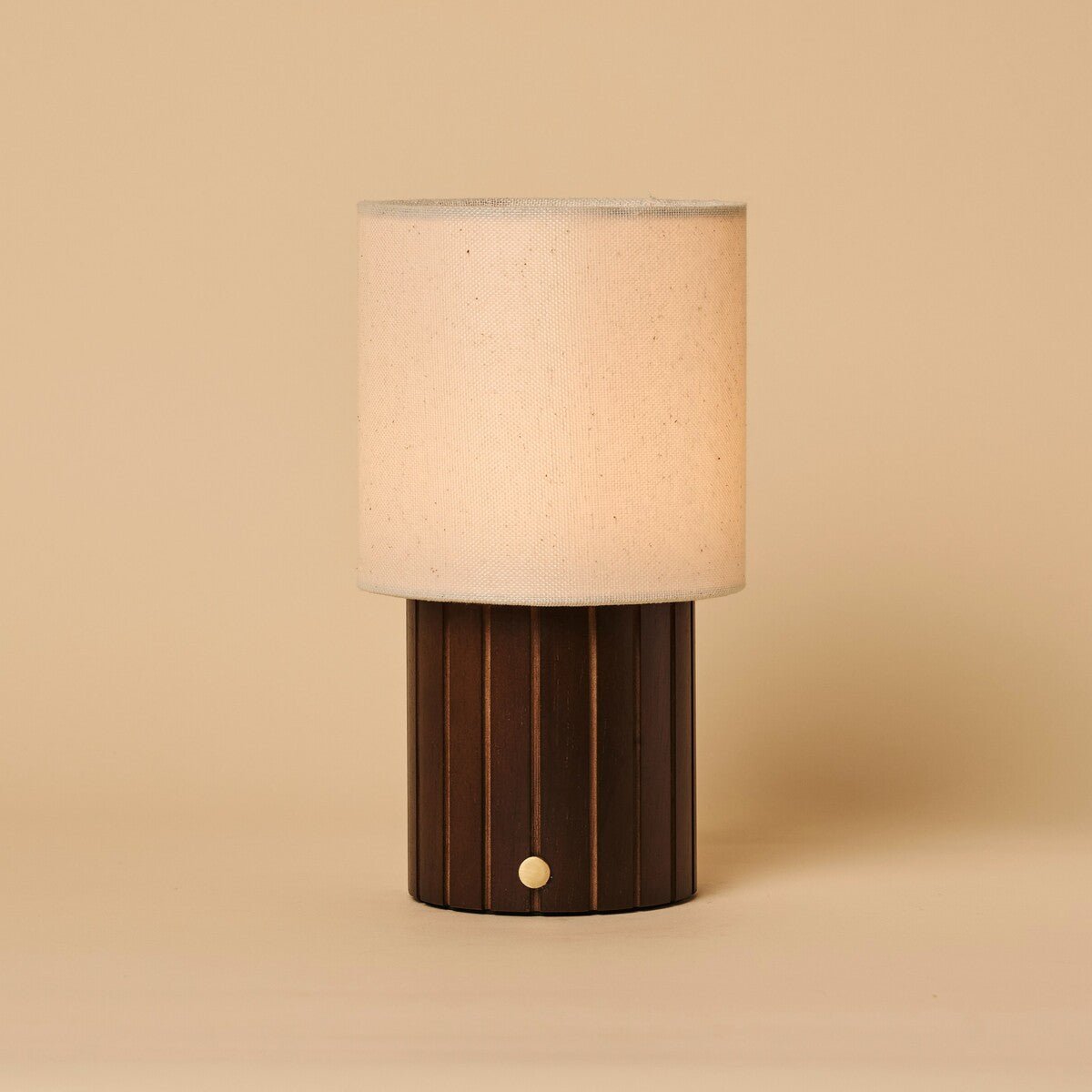 Donnée Dark Brown Wood & Linen Cordless Table Lamp
