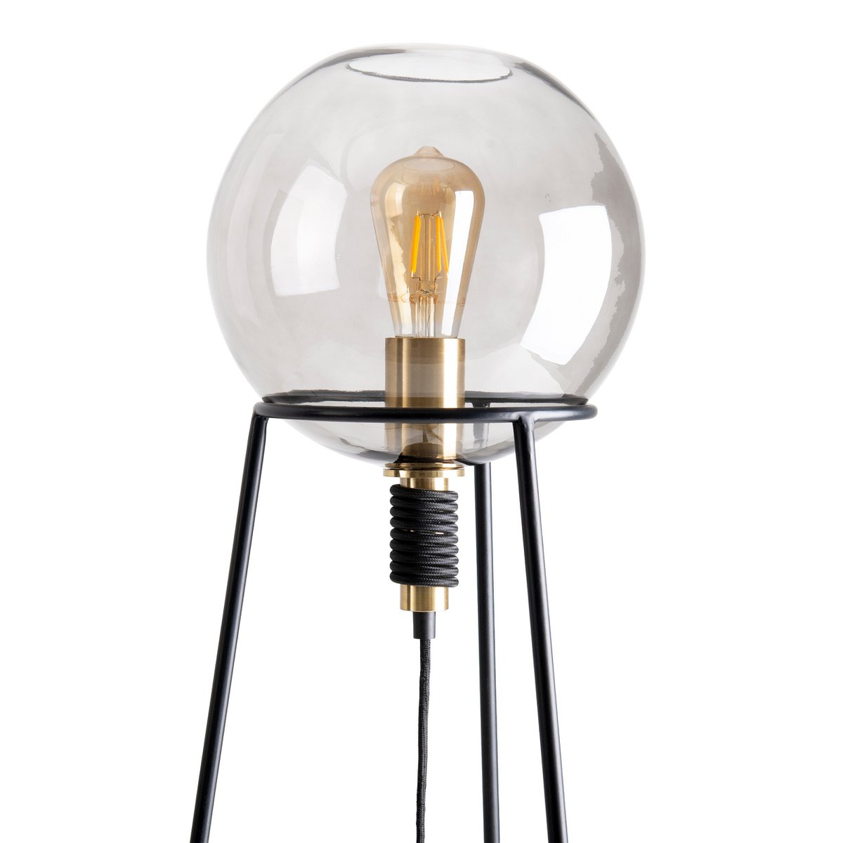 Stelo Black & Gold Smoked Glass Table Lamp