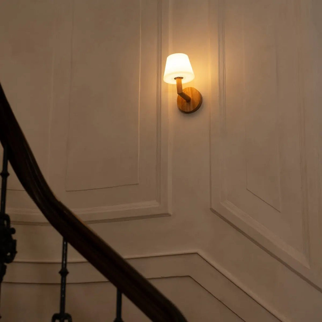 Ted Light Brown Wood Cordless Wall Lamp