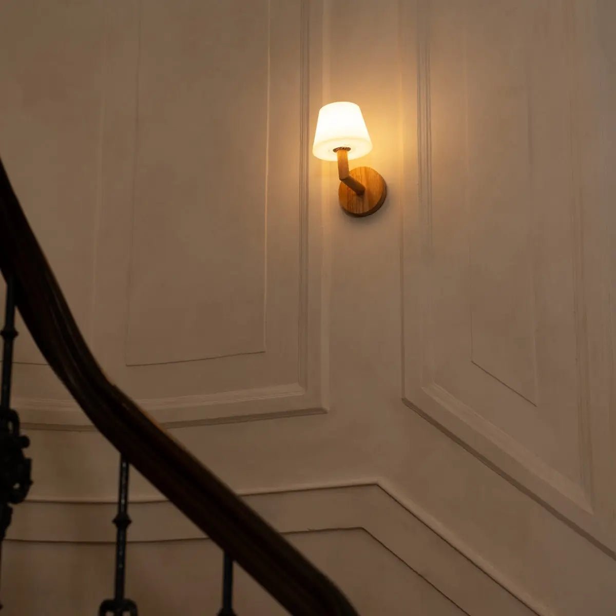 Ted Light Brown Wood Cordless Wall Lamp