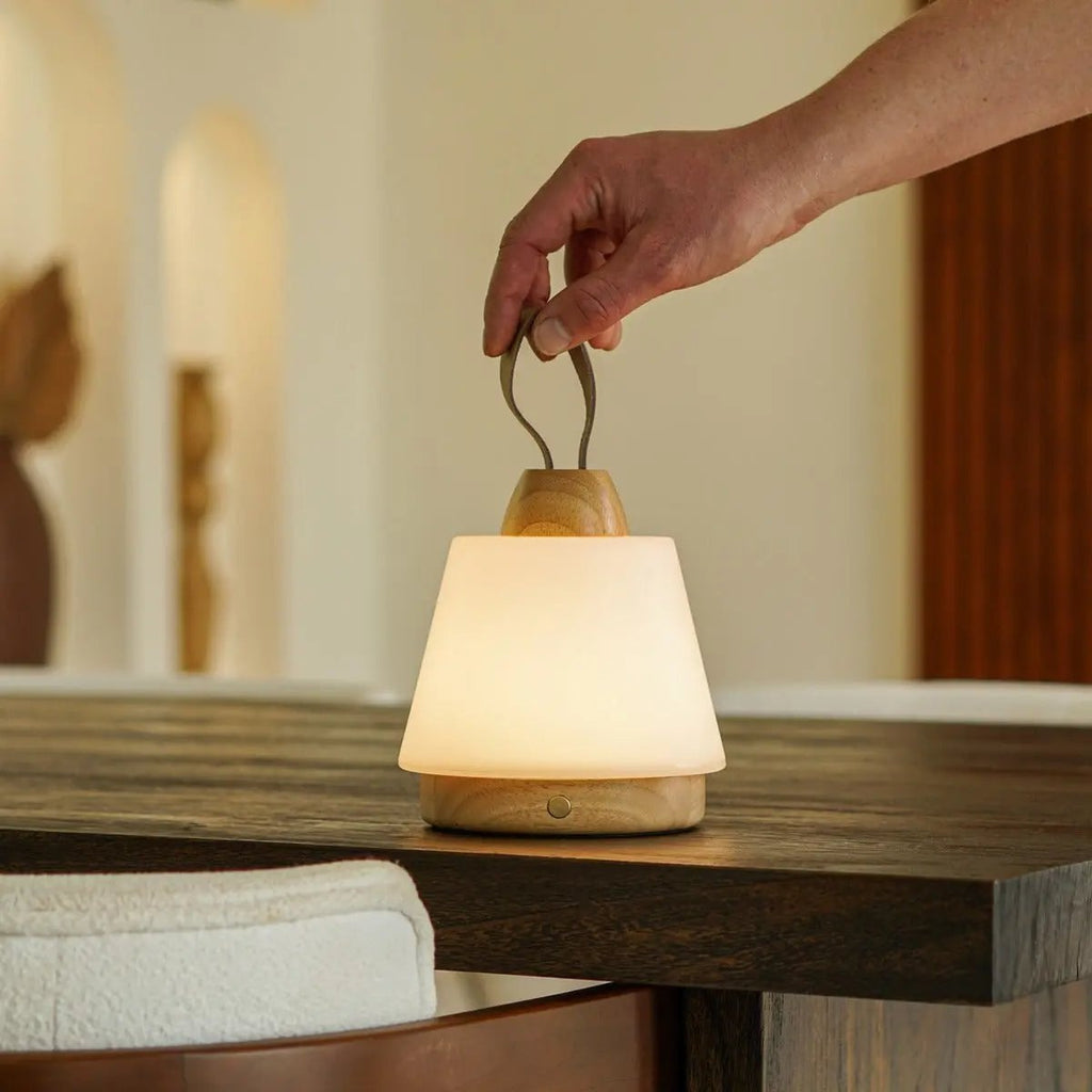 Liv cordless lamp overhead view compact form