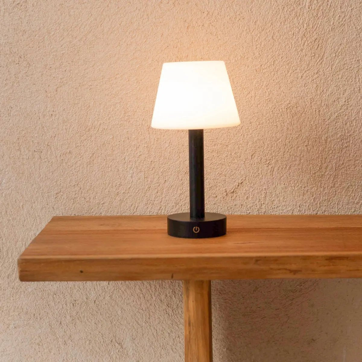 Zoe rechargeable lamp touch-dim control close-up