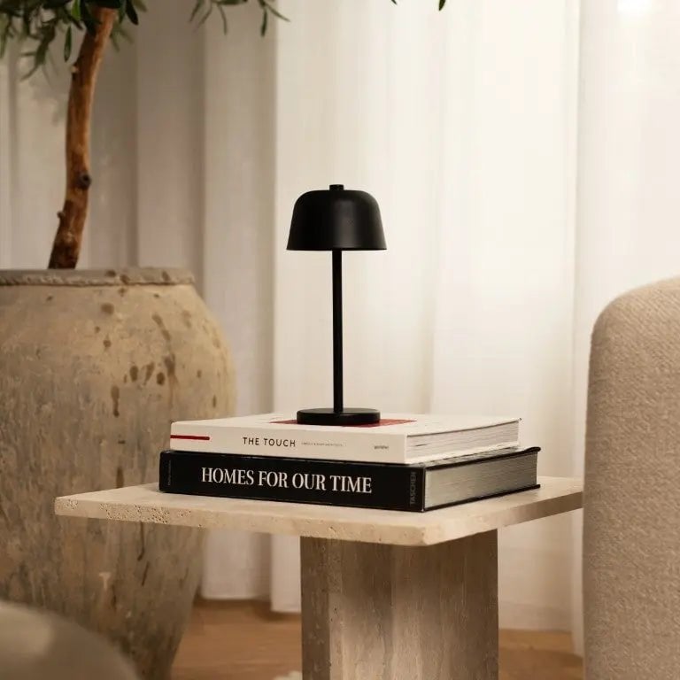 Anton metal lamp in living room console setting