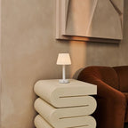 Zoe rechargeable lamp polyethylene shade warm ambient glow