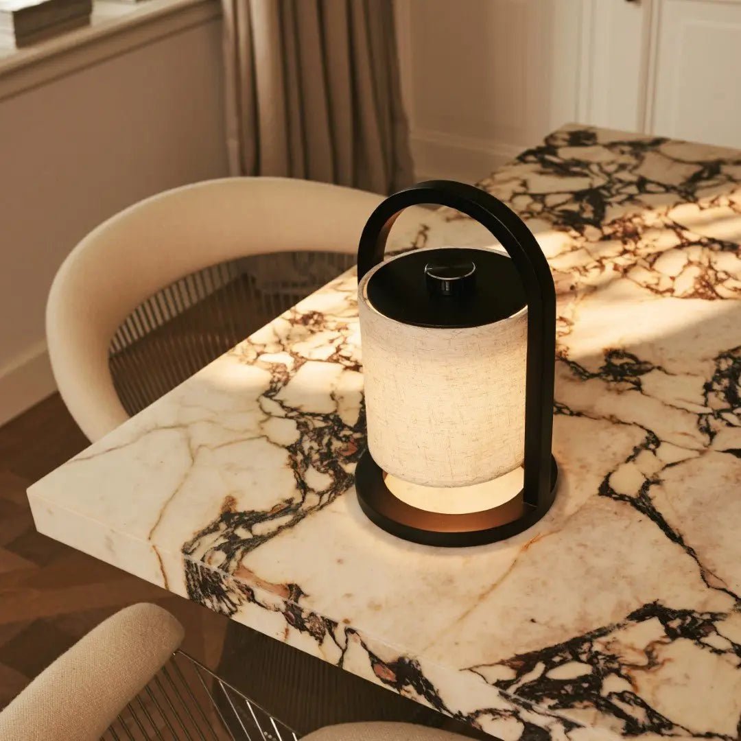 River black wood lamp in minimalist interior