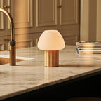 Sophie Light Brown Wood & Glass Cordless Table Lamp