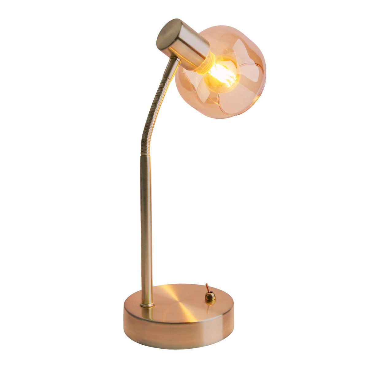 Libby Brass & Amber Glass Table Lamp