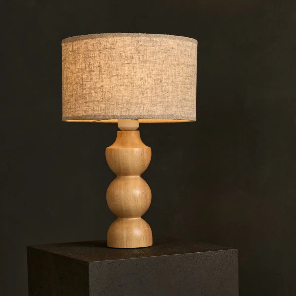 Oliver light brown wood linen corded table lamp
