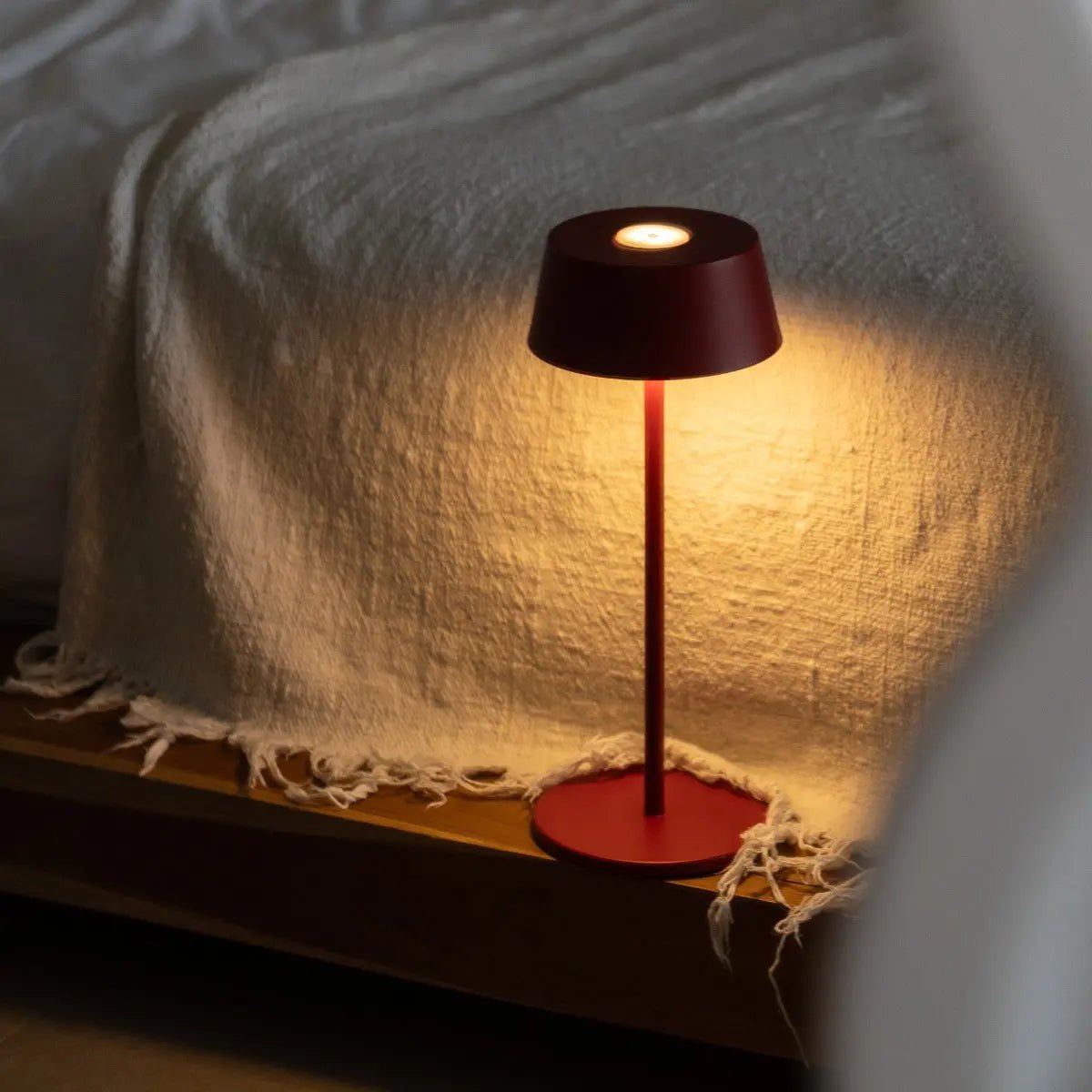 Hugo Berry Red Metal Rechargeable Touch Table Lamp
