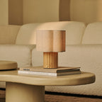 Bianca Light Brown Wood & Linen Cordless Table Lamp
